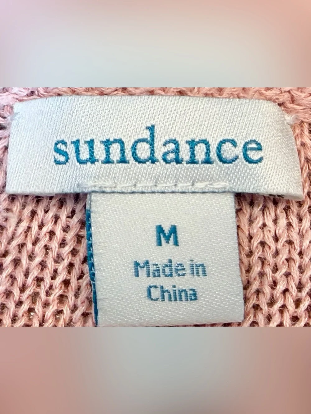 Sundance Pink Linen Blend Open-Knit Bell Sleeve Sweater Top, Size Medium